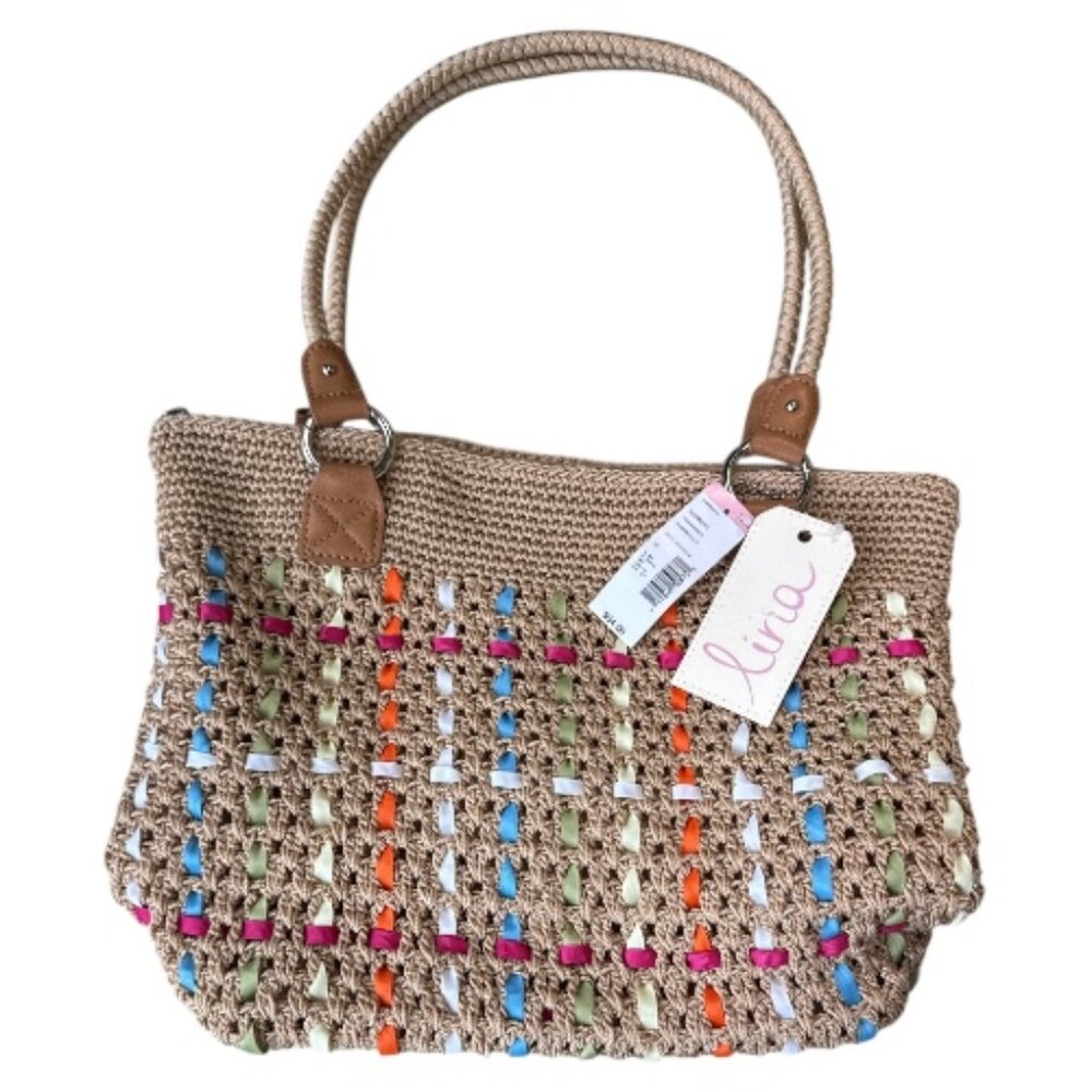 NWT Lina Woven Shoulder Bag Bamboo Multi Color